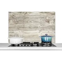 KitchenYeah Spatscherm keuken 100x65 cm - Kookplaat achterwand Een lichte houten muur als achtergrond - Muurbeschermer - Spatwand fornuis - Hoogwaardig aluminium