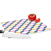 KitchenYeah Glazen Snijplank - 28x20 - Pastel - Blokken - Patronen - Snijplanken Glas