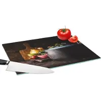 KitchenYeah Glazen Snijplank - 39x28 - Rustiek - Stilleven - Pan - Groente - Snijplanken Glas
