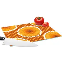 KitchenYeah Glazen Snijplank - 28x20 - Bloemen - Stippen - Vintage - Patroon - Snijplanken Glas