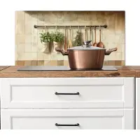 KitchenYeah Spatscherm keuken 80x40 cm - Kookplaat achterwand Hout - Keukengerei - Stilleven - Tegels - Muurbeschermer - Spatwand fornuis - Hoogwaardig aluminium
