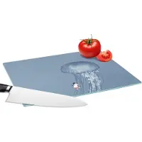 KitchenYeah Glazen Snijplank - 28x20 - Kinderen - Kwal - Zeedieren - Vintage - Snijplanken Glas