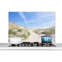 KitchenYeah Spatscherm keuken 100x65 cm - Kookplaat achterwand Strand - Duin - Gras - Muurbeschermer - Spatwand fornuis - Hoogwaardig aluminium