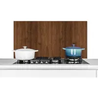 KitchenYeah Spatscherm keuken 100x50 cm - Kookplaat achterwand Hardhout - Patronen - Bruin - Muurbeschermer - Spatwand fornuis - Hoogwaardig aluminium