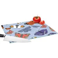 KitchenYeah Glazen Snijplank - 39x28 - Meisjes - Vlinder - Oranje - Patronen - Girl - Kids - Kinderen - Meiden - Snijplanken Glas