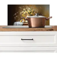 KitchenYeah Spatscherm keuken 60x30 cm - Kookplaat achterwand Paaseieren - Stilleven - Vaas - Muurbeschermer - Spatwand fornuis - Hoogwaardig aluminium