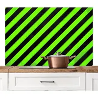KitchenYeah Spatscherm keuken 120x80 cm - Kookplaat achterwand Strepen - Schuin - Groen - Muurbeschermer - Spatwand fornuis - Hoogwaardig aluminium