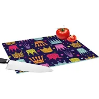 KitchenYeah Glazen Snijplank - 39x28 - Patronen - Kroon - Kleuren - Jongens - Kinderen - Kids - Snijplanken Glas