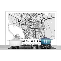 KitchenYeah Spatscherm keuken 120x80 cm - Kookplaat achterwand Kaart - Bergen op Zoom - Nederland - Muurbeschermer - Spatwand fornuis - Hoogwaardig aluminium