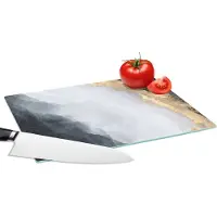 KitchenYeah Glazen Snijplank - 28x20 - Abstract - Verf - Goud - Zwart - Marmer - Snijplanken Glas