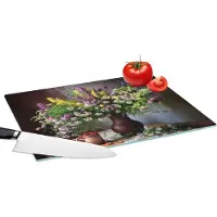 KitchenYeah Glazen Snijplank - 39x28 - Bloemen - Tafel - Stilleven - Boeket - Vaas - Snijplanken Glas