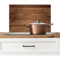 KitchenYeah Spatscherm keuken 60x40 cm - Kookplaat achterwand Bruin - Houtlook - Muurbeschermer - Spatwand fornuis - Hoogwaardig aluminium