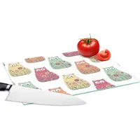 KitchenYeah Glazen Snijplank - 28x20 - Meisjes - Kat - Bloemen - Patronen - Girl - Kids - Kinderen - Snijplanken Glas