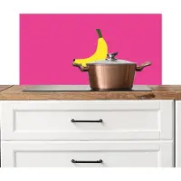 KitchenYeah Spatscherm keuken 90x45 cm - Kookplaat achterwand Banaan - Geel - Fruit - Muurbeschermer - Spatwand fornuis - Hoogwaardig aluminium
