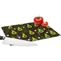 KitchenYeah Glazen Snijplank - 28x20 - Avocado - Fitness - Patronen - Snijplanken Glas