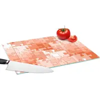 KitchenYeah Glazen Snijplank - 39x28 - Puzzel - Oranje - Patronen - Snijplanken Glas