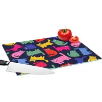 KitchenYeah Glazen Snijplank - 39x28 - Patronen - Kat - Regenboog - Roze - Meisjes - Kinderen - Kindje - Snijplanken Glas