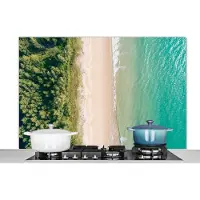 KitchenYeah Spatscherm keuken 120x80 cm - Kookplaat achterwand Strand - Bomen - Water - Muurbeschermer - Spatwand fornuis - Hoogwaardig aluminium