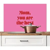KitchenYeah Spatscherm keuken 100x65 cm - Kookplaat achterwand Moeder - Boodschap -Roze - Muurbeschermer - Spatwand fornuis - Hoogwaardig aluminium