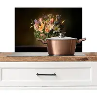 KitchenYeah Spatscherm keuken 70x50 cm - Kookplaat achterwand Glazen - Bloemen - Boeket - Kleuren - Muurbeschermer - Spatwand fornuis - Hoogwaardig aluminium