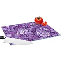KitchenYeah Glazen Snijplank - 39x28 - Kolibrie - Rozen - Paars - Snijplanken Glas