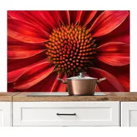 KitchenYeah Spatscherm keuken 120x80 cm - Kookplaat achterwand Close up - Bloem- Rood - Muurbeschermer - Spatwand fornuis - Hoogwaardig aluminium