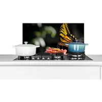 KitchenYeah Spatscherm keuken 60x30 cm - Kookplaat achterwand Vlinder - Botanisch - Bloem - Muurbeschermer - Spatwand fornuis - Hoogwaardig aluminium