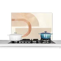 KitchenYeah Spatscherm keuken 80x55 cm - Kookplaat achterwand Marmer - Roze - Abstract - Muurbeschermer - Spatwand fornuis - Hoogwaardig aluminium