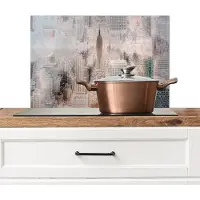 KitchenYeah Spatscherm keuken 70x50 cm - Kookplaat achterwand New York - Stad - Skyline - Gebouwen - Kunst - Muurbeschermer - Spatwand fornuis - Hoogwaardig aluminium
