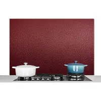 KitchenYeah Spatscherm keuken 120x80 cm - Kookplaat achterwand Leer - Lederlook - Rood - Licht - Muurbeschermer - Spatwand fornuis - Hoogwaardig aluminium