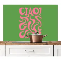 KitchenYeah Spatscherm keuken 120x80 cm - Kookplaat achterwand Abstract - Roze - Ciao - Vormen - Muurbeschermer - Spatwand fornuis - Hoogwaardig aluminium
