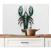 KitchenYeah Spatscherm keuken 120x80 cm - Kookplaat achterwand Kreeft - Glossier - Groen - Wit - Muurbeschermer - Spatwand fornuis - Hoogwaardig aluminium