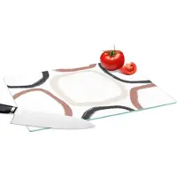 KitchenYeah Glazen Snijplank - 39x28 - Minimalisme - Geometrische vormen - Pastel - Patronen - Snijplanken Glas