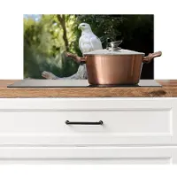 KitchenYeah Spatscherm keuken 60x30 cm - Kookplaat achterwand Arend - Hout - Wit - Planten - Muurbeschermer - Spatwand fornuis - Hoogwaardig aluminium