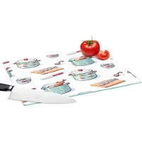 KitchenYeah Glazen Snijplank - 39x28 - Patronen - Koken - Eten - Vis - Pan - Snijplanken Glas
