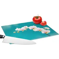 KitchenYeah Glazen Snijplank - 28x20 - Orchidee - Bloemen - Plant - Wit - Paars - Snijplanken Glas