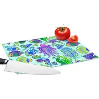KitchenYeah Glazen Snijplank - 28x20 - Dieren - Regenboog - Vissen - Patronen - Snijplanken Glas
