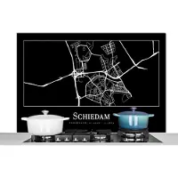 KitchenYeah Spatscherm keuken 120x80 cm - Kookplaat achterwand Kaart - Schiedam - Plattegrond - Stadskaart - Muurbeschermer - Spatwand fornuis - Hoogwaardig aluminium