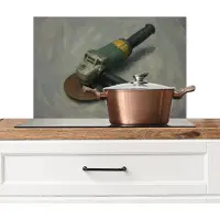 KitchenYeah Spatscherm keuken 70x50 cm - Kookplaat achterwand Haakse slijper - Schilderij - Gereedschap - Muurbeschermer - Spatwand fornuis - Hoogwaardig aluminium