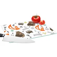 KitchenYeah Glazen Snijplank - 28x20 - Dieren - Bos - Patroon - Snijplanken Glas