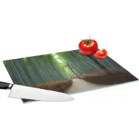 KitchenYeah Glazen Snijplank - 39x28 - Bamboe - Pad - Bos - Snijplanken Glas