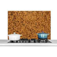 KitchenYeah Spatscherm keuken 100x65 cm - Kookplaat achterwand Graniet - Kristal- Zwart - Oranje - Muurbeschermer - Spatwand fornuis - Hoogwaardig aluminium