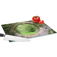 KitchenYeah Glazen Snijplank - 39x28 - Park - Doorkijk - Natuur - Snijplanken Glas