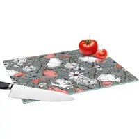 KitchenYeah Glazen Snijplank - 39x28 - Klaproos - Schets - Vintage - Snijplanken Glas