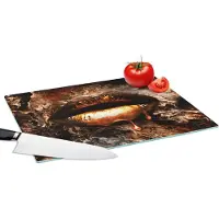 KitchenYeah Glazen Snijplank - 39x28 - Goud - Lippen - Kunst - Goud - Luxe - Abstract - Snijplanken Glas