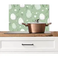 KitchenYeah Spatscherm keuken 60x40 cm - Kookplaat achterwand Groen - Eieren - Patroon - Muurbeschermer - Spatwand fornuis - Hoogwaardig aluminium