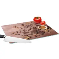 KitchenYeah Glazen Snijplank - 39x28 - Chocolade - Kaneel - Noten - Keuken - Snijplanken Glas