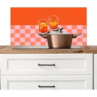 KitchenYeah Spatscherm keuken 80x40 cm - Kookplaat achterwand Sinaasappel - Glazen - Oranje - Muurbeschermer - Spatwand fornuis - Hoogwaardig aluminium