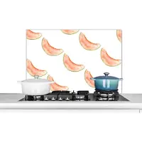 KitchenYeah Spatscherm keuken 80x55 cm - Kookplaat achterwand Meloen - Fruit - Waterverf - Muurbeschermer - Spatwand fornuis - Hoogwaardig aluminium
