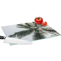 KitchenYeah Glazen Snijplank - 39x28 - Palmboom - Tropical - Zomer - Snijplanken Glas